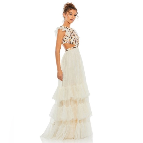 Mac Duggal 35106 NWT Cutout Waist Ruffle Skirt Dress - Picture 5 of 17